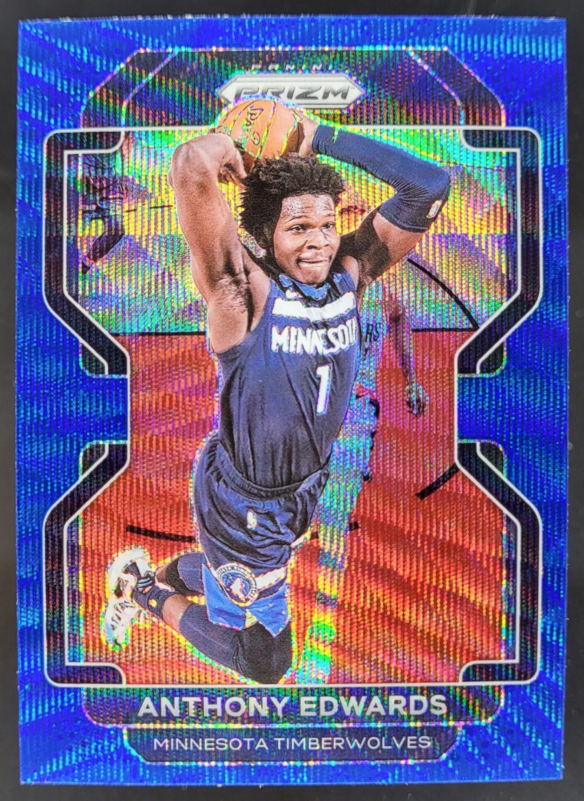 2021-22 Panini Prizm Anthony Edwards Blue Wave #37 Minnesota Timberwolves MS2