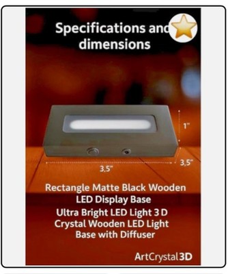  Rechteck Matt Schwarz Holz LED Display Sockel UltraHell 3D Licht 4,5V Adapter