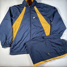 Vintage Nike Tracksuit Mens Large Blue Yellow Windbreaker 2 Piece Set Baggy Y2K