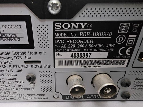 Sony RDR-HXD970 DVD Recorder 250GB HDD, 1080P HDMI Digital Player Black - Afbeelding 17 van 20