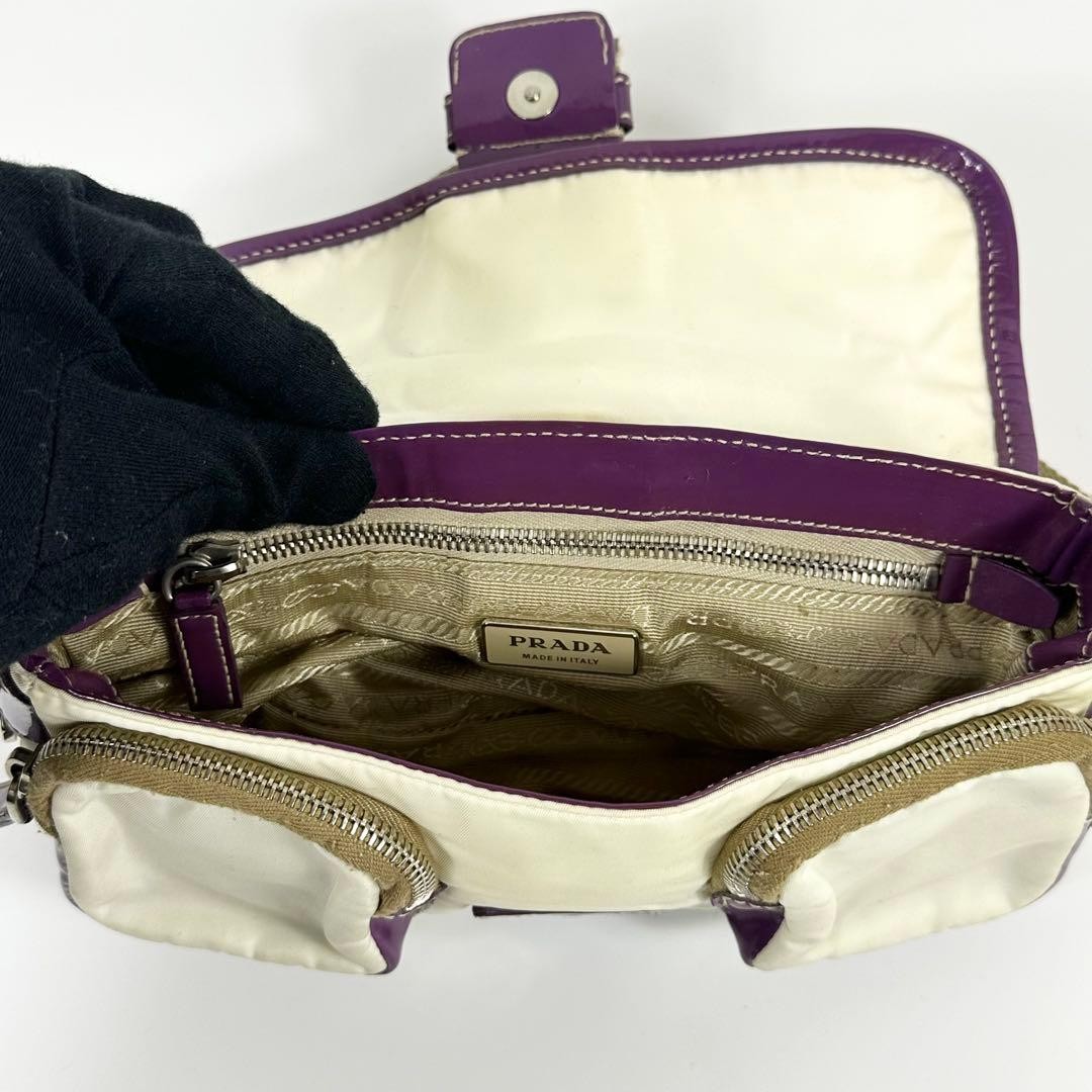 PRADA Mini One Shoulder Bag Nylon Patent White Purple y2k 00s thumbnail 8