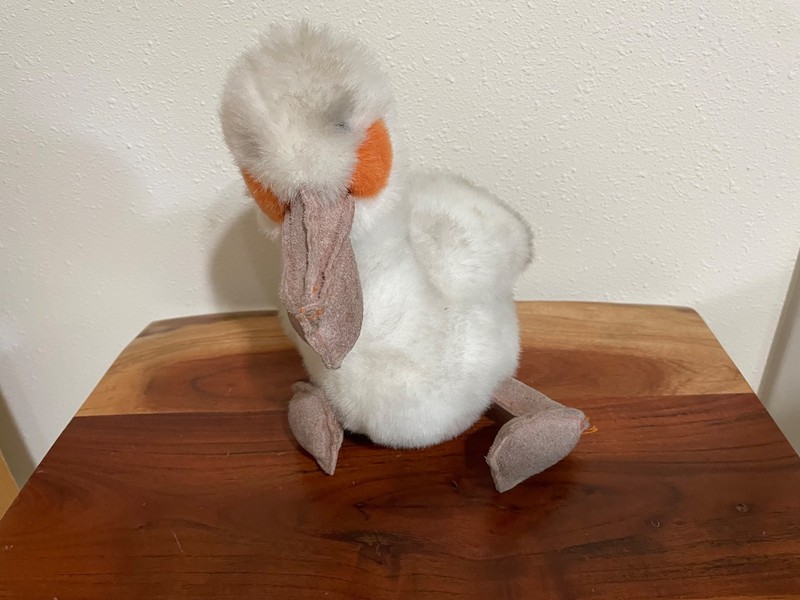 Vintage 1987 Gund White Scoop the Pelican Plush Stuffed Animal Bird Toy 10"