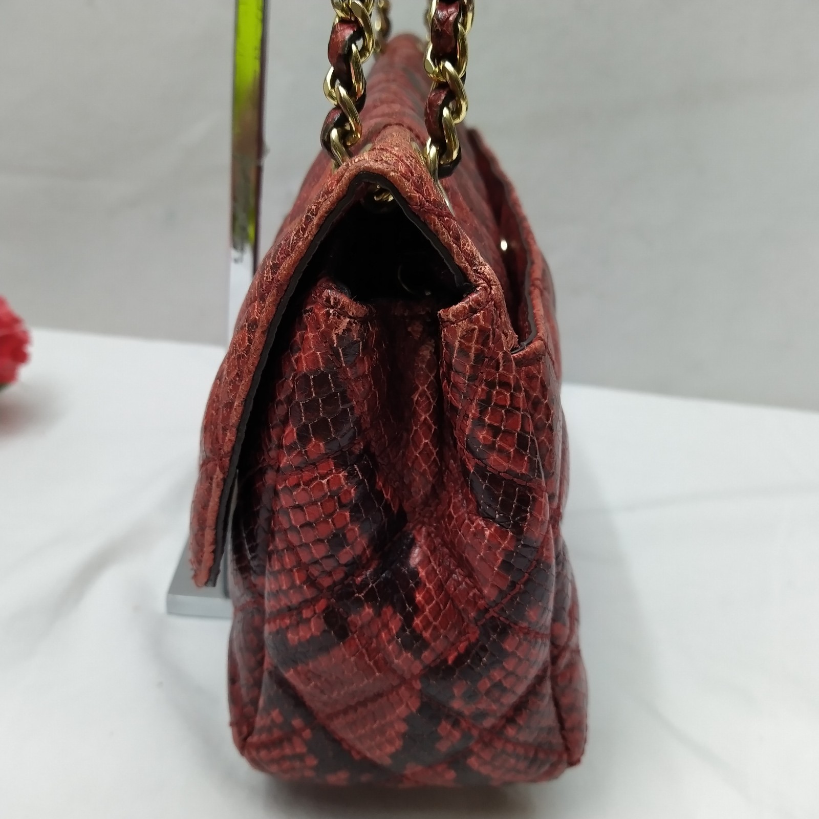 Michael Kors Red Leather Quilted Python Embossed … - image 9