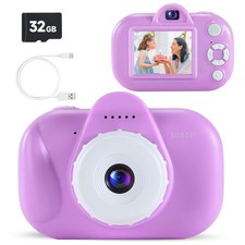 MAVOKIS DC501L Digital Kids Camera 1080P with 32GB SD Card - Pastel Purple