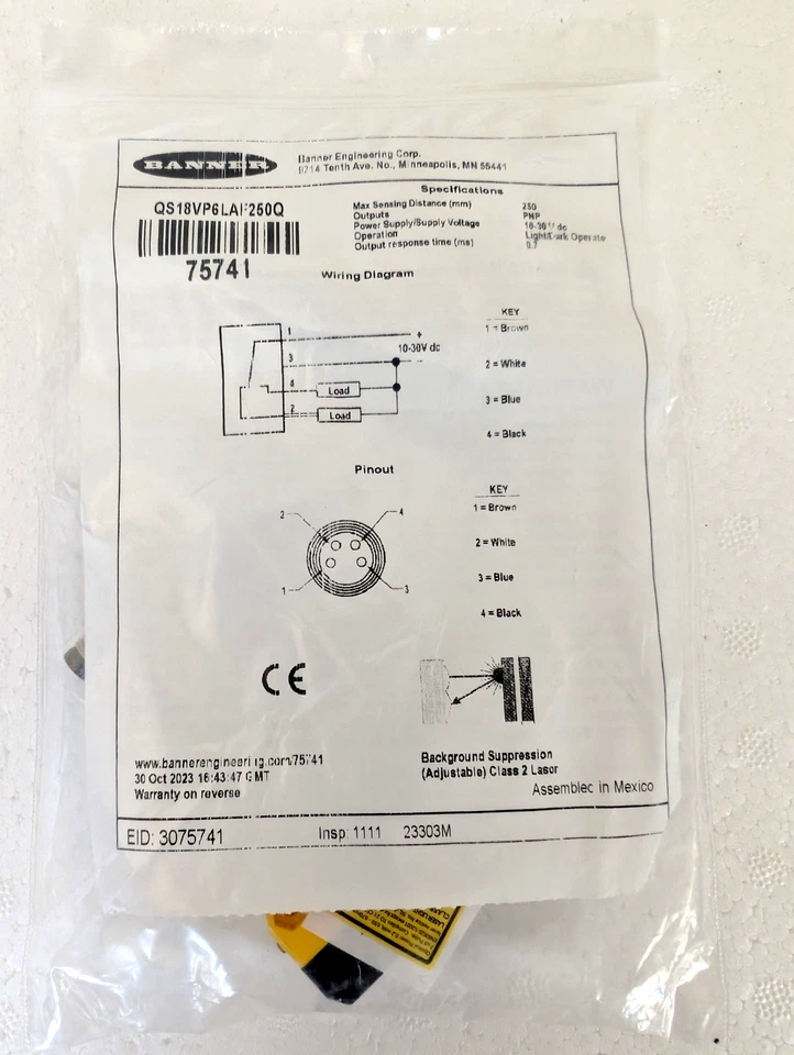  BANNER QS18VN6LAFQ Laser Sensor NIB - Image 2 of 2