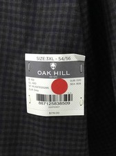 Oak Hill Blazer Mens Size 3XL 54/56 Gray Navy Check 2 Button Sport Coat Stretch