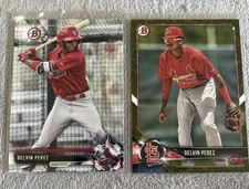 2 DELVIN PEREZ RC lot 2017 Bowman Draft Paper Base 2018 Camo Parallel CARDINALS