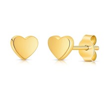Solid Gold 14k Heart Stud Earrings