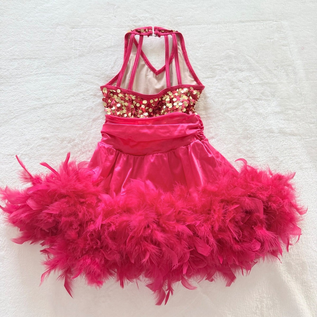 Weissman Girls 1C Pink Sequin Feather Dance Costume Dress Pageant Jazz |  eBay