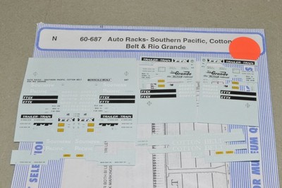 N scale Microscale decals USED 60-687 Southern Pacific RR autorack car carrier