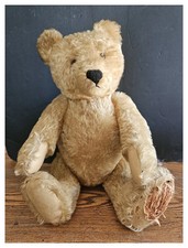 1950's LARGE 20" Steiff Mohair Teddy Bear w/ Button  Flag