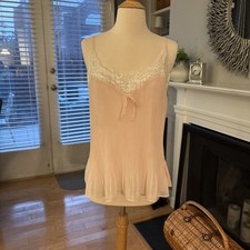 Oscar de La Renta Pink Label Pleated Chemise Top Blush Pink Size Medium NWT
