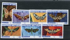 Nicaragua 1983 Butterflies Moths Scott# 1230-36 Mint NH