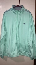 Women’s Plus Size Adidas 3xl Track Jacket Full Zip Light Turquoise Blue