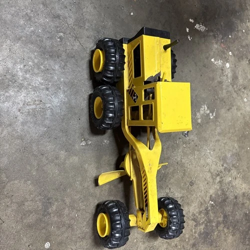 Vintage 1980s Tonka Pressed Steel Yellow Road Grader Construction Vehicle Clean