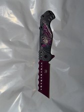 Grim Reaper Pocket Knife Purple Spring Assist Full Size Unique Design Skeleton