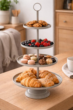 ABELLA Etagere Oval 4 Etagen Helltaupe Deko Servierständer