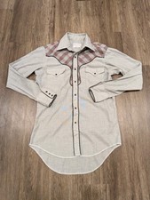 Vintage 70s Wrangler Pearl Snap Western Shirt Men's M 15-15.5 Permanent Press