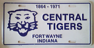 VTG 1864 1971 CENTRAL HIGH SCHOOL TIGERS METAL LICENSE PLATE FORT WAYNE IN F5