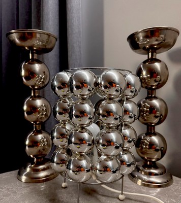 Vintage Set Of KARE DESIGN Space Age Desk Lamp And 2 Candle