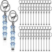15 Pcs Beadable Keychains Bulk Kit Cute Keychains Bar for Beads DIY Keychain