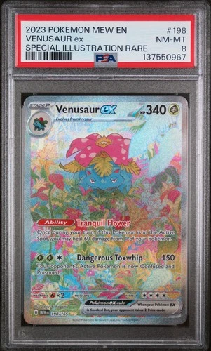 2023 POKEMON MEW EN-151 SPECIAL ILLUSTRATION RARE #198 VENUSAUR EX PSA 8
