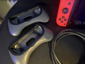 Nintendo Switch HAC-001 Bundle w/ Games SD Card Dock Neon Joy-Cons CIB Very Good