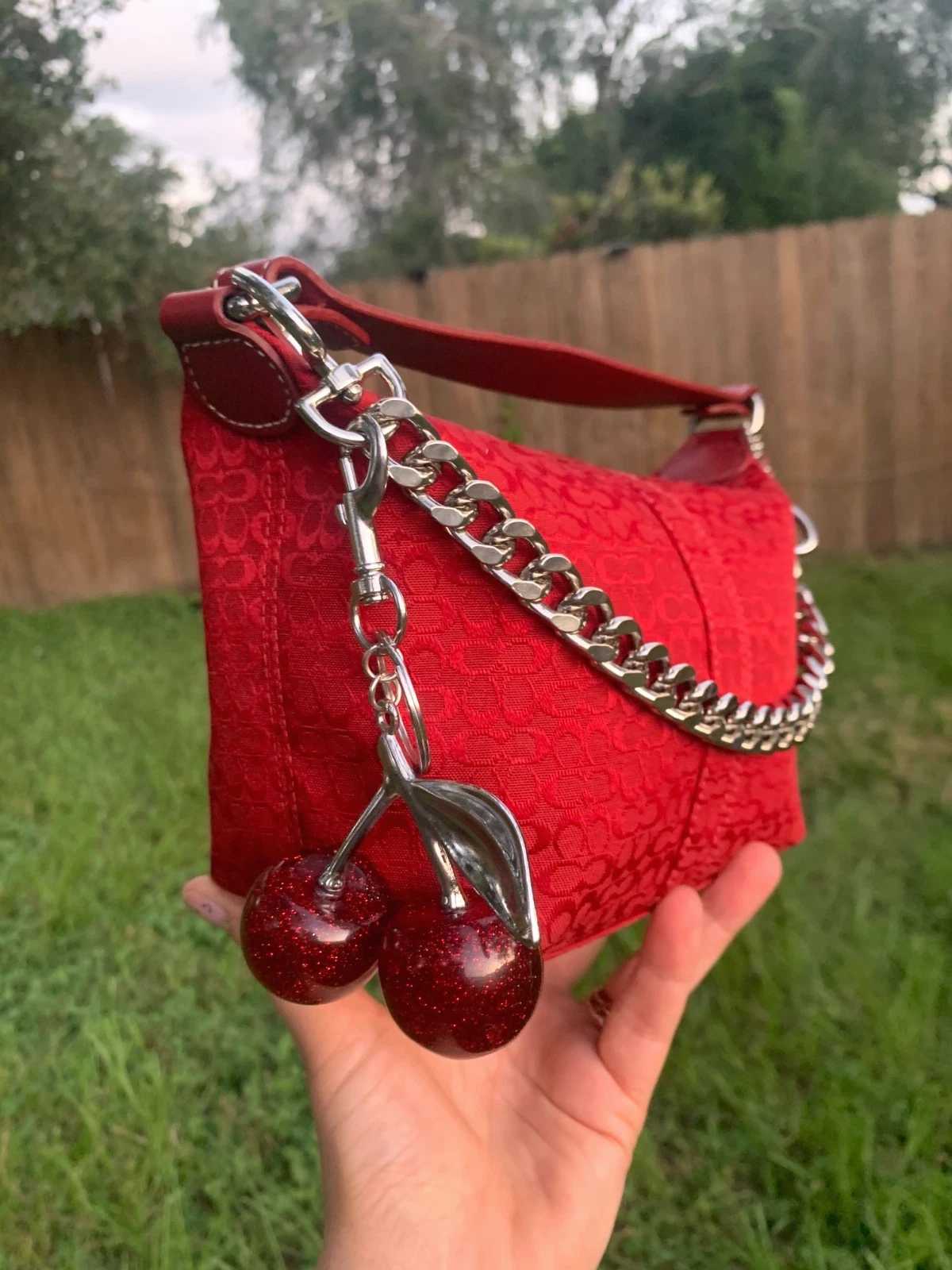 Borsa Coach Vintage Soho Rossa Hobo Tela Pelle Firmata a Mano