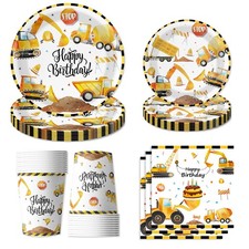 96PCS Construction Birthday Party Supplies,Construction Party Decorations Includ