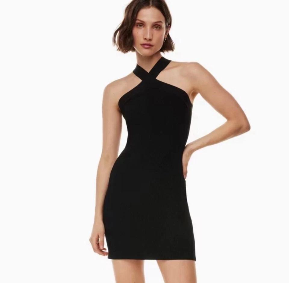 BABATON Aritzia размер XXS черный платье высоты шеи повязка эластичной мини LBD - Изображение 2 из 4