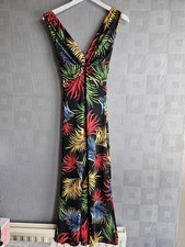 Revdelle Paris Mouna Maxi Dress Size S Small Tropical Palm Leaf Knit Twist Front