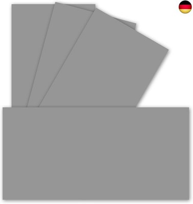 50 Einzel-Karten DIN Lang - 9,9 x 21 cm - 240 g/m² - Graphit - Bastelpapier -