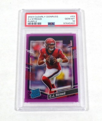 2023 Panini Clearly Donruss C.J. Stroud Rated Rookie Purple #93 /199 PSA 10