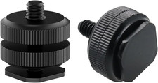 Camera Hot Shoe Mount 2 Pack to 1/4"-20 Tripod Screw Adapter 2 Pack, Black