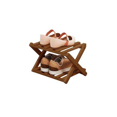 2 Ebenen Holz Schuhregal klappbar Aufbewahrungsregal für Flur, Flur, Zimmer