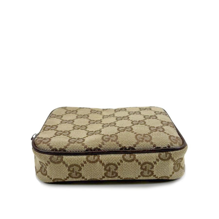 Gucci Mini Shoulder Bag Pouch GG Canvas Leather Khaki Beige Used