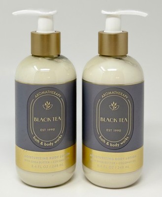 2 BATH & BODY WORKS AROMATHERAPY BLACK TEA MOISTURIZING LOTION CREAM PUMP SHEA