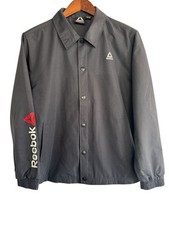 Reebok Boys Large 14/16 Light Fleece Lined Snap Gray Jacket Big Logo On Sleeve