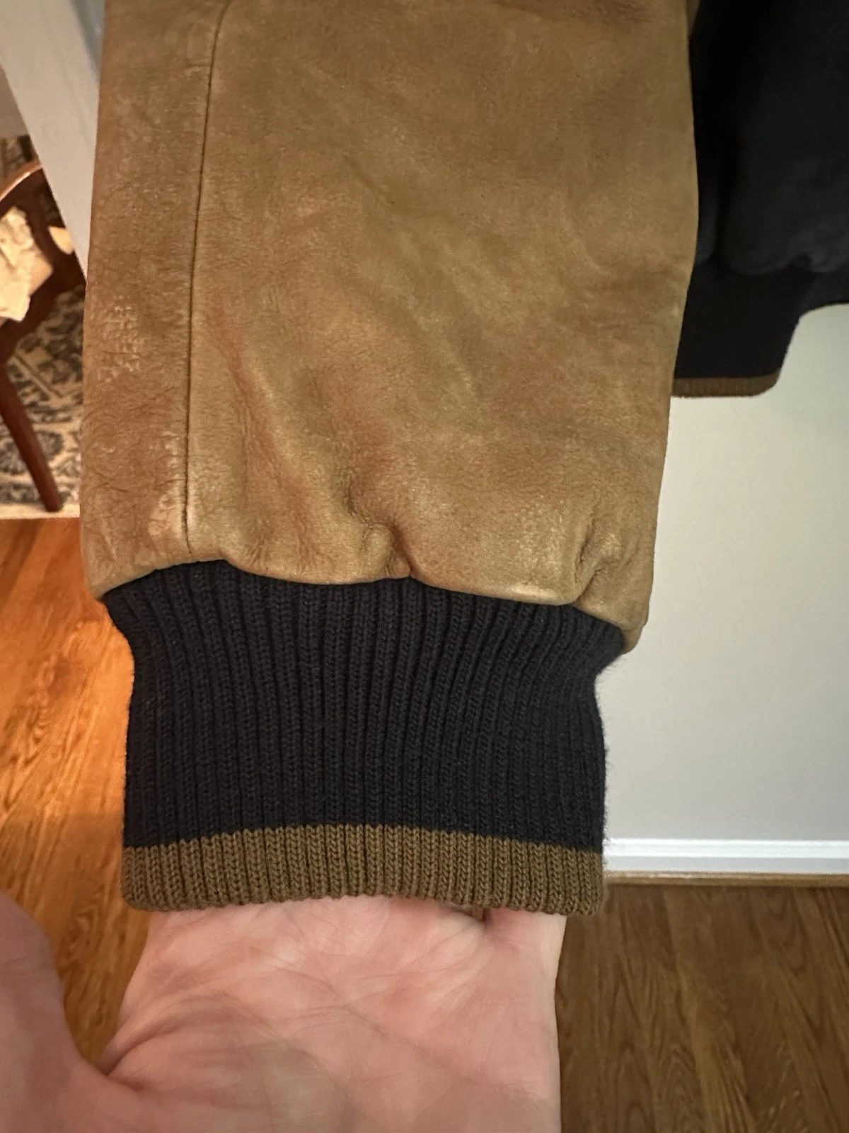 Members Only Vintage Leather Bomber Jacket XL Black Tan Excellent Condition image 13