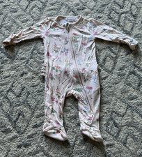 Angel Dear 0-3M Bamboo Floral Footed Zip Sleeper One Piece Ruffle Back