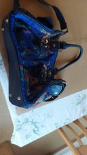 Desigual Damen Tasche Umhängetasche 31×21×14cm,blau/Blumen/Ethno Muster,s.gut