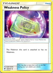 Weakness Policy 126/147 Sun & Moon Burning Shadows Uncommon Trainer