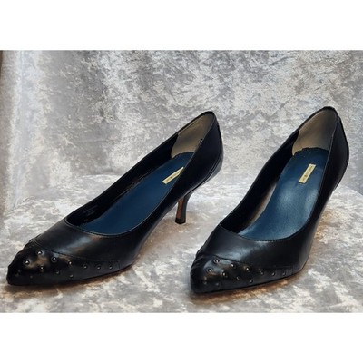 Max Studio Black Leather Pump Heels-Size 6.5