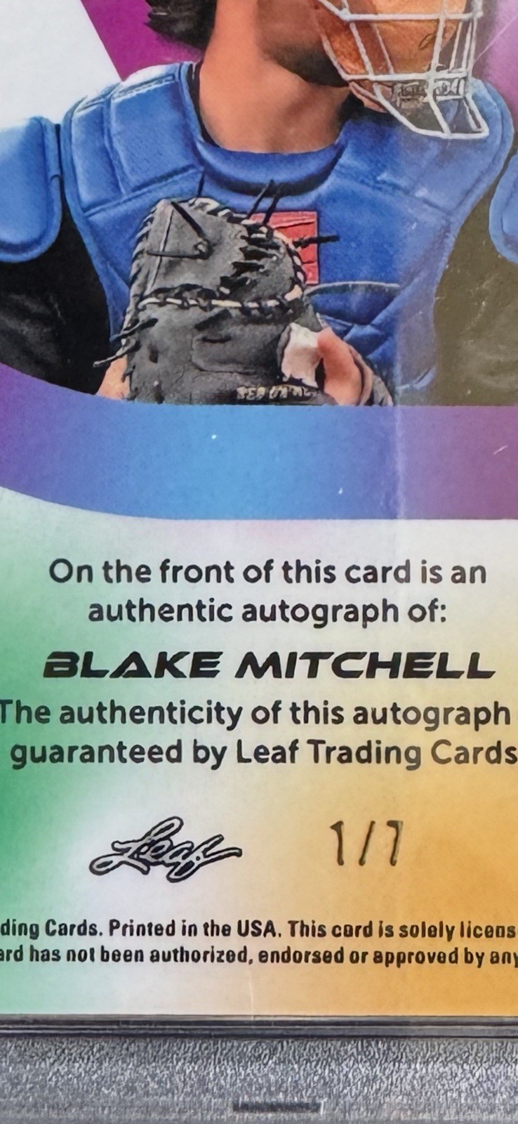 2024 Leaf Vivid AUTO NAVY BLUE LAVA 1/7 BLAKE MITCHELL #BABM1 PSA MINT 9 view 6
