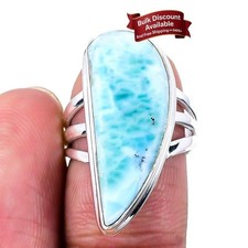Natural Republic Larimar 925 Sterling Silver Statement Wife Ring Jewelry Size 7