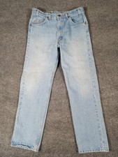 Vintage Levi's 80's 505 Rare Blank Orange Tab Denim Blue Jeans 34x30 Light Wash