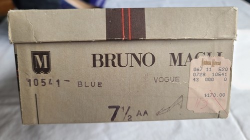 Vtg Buno Magli Blue Snake Slip on Pumps Sz 7.5 AA w/ Original Box -Neiman Marus - Picture 7 of 8