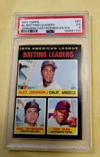 1971 Topps Carl Yastrzemski Tony Oliva Alex Johnson PSA 5 EX Batting Leaders #61