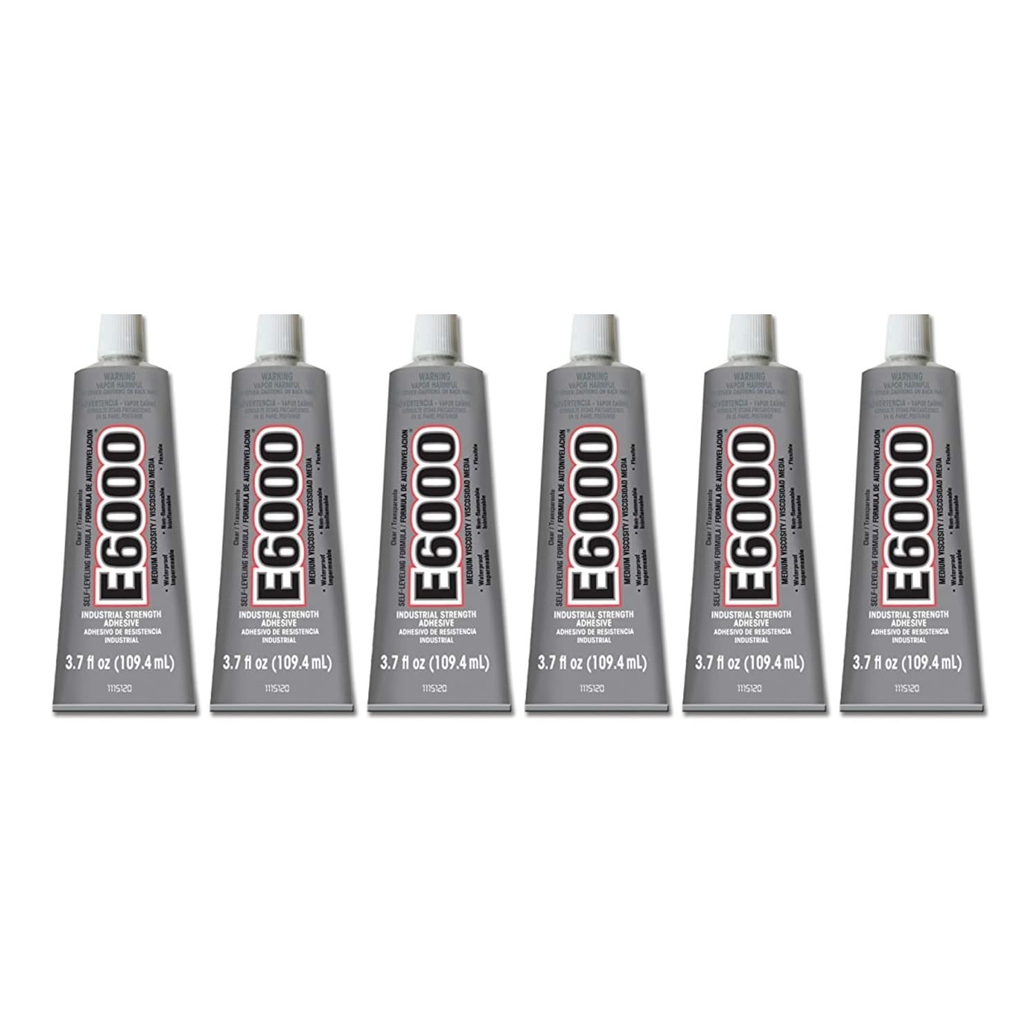 Durable 3.7 oz E-6000 Adhesive - Waterproof, Flexible, Ready to Bond - 6 Pack