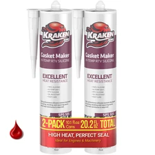 Kraken Bond Gasket Maker RTV Silicone, 10.1oz 2 Pack – Red